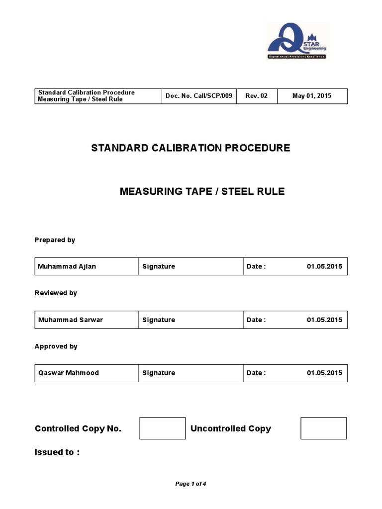 Measuring Tape and Steel Rule Calibration | PDF | Calibration | Business