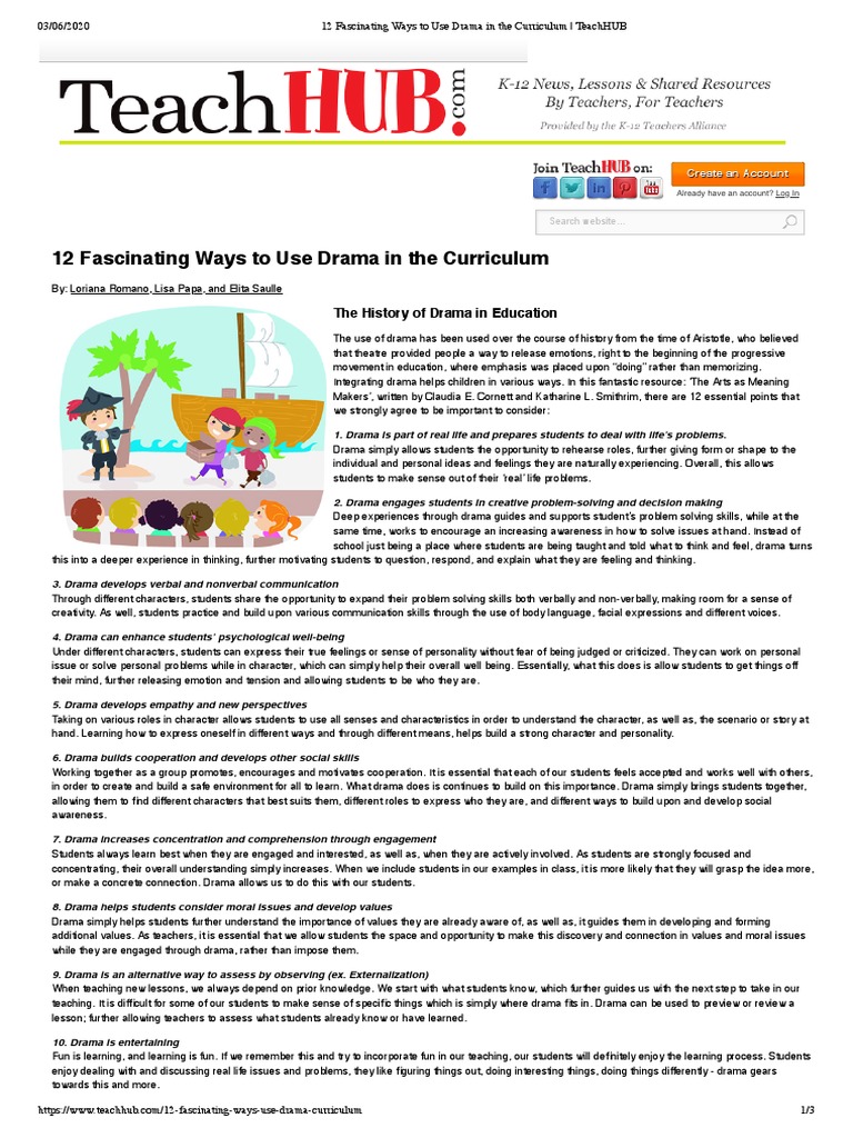 12 Fascinating Ways To Use Drama in The Curriculum TeachHUB PDF