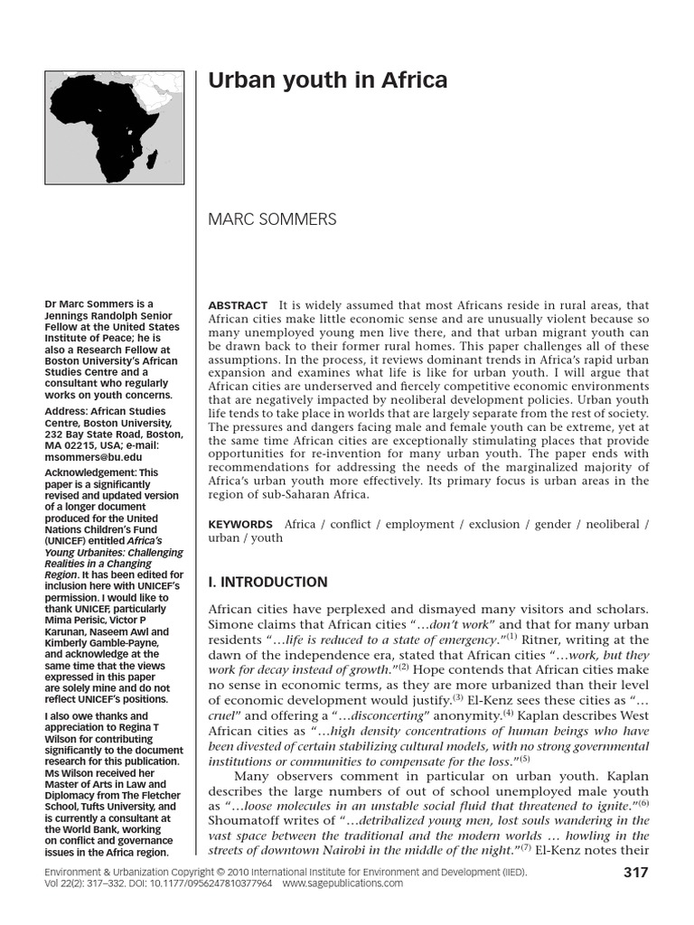 Urban Youth in Africa | PDF | Tanzania | Youth