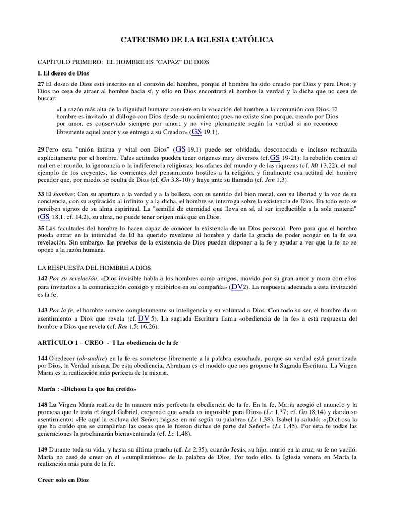 Texto 3 La Fe - Catecismo de La Iglesia Católica PDF | PDF | Fe ...