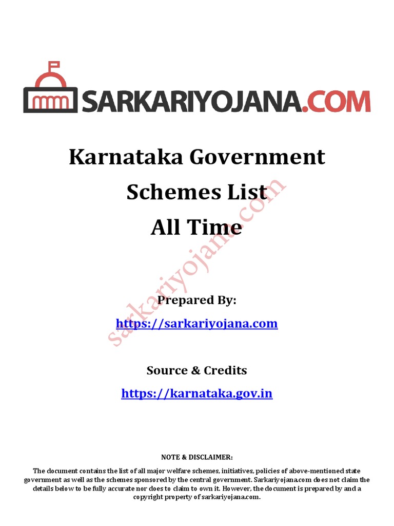 Karnataka Schemes List PDF | PDF | Loom | Disability