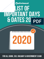 List of Important Days & DATES 2020: For All Bank, SSC, Railway & Government Exam