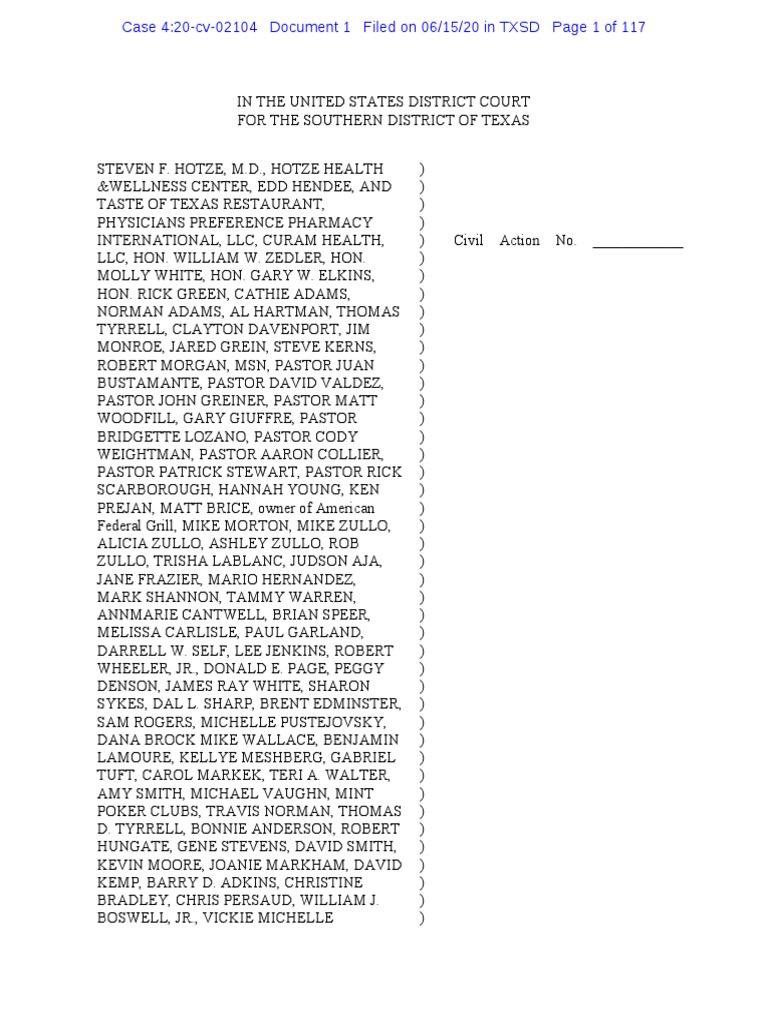 Hotze Lawsuit Contact Tracing | PDF