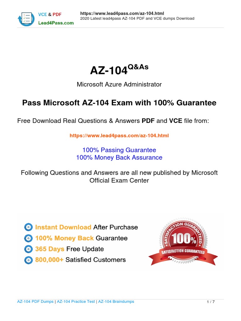 その他 DWE Question and Answer Cards Pass Microsoft AZ-104 Exam With 100% Guarantee | PDF