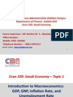 College of Business Administration-Dahban Campus Department of Finance-Jeddah-KSA Econ 220: Saudi Economy