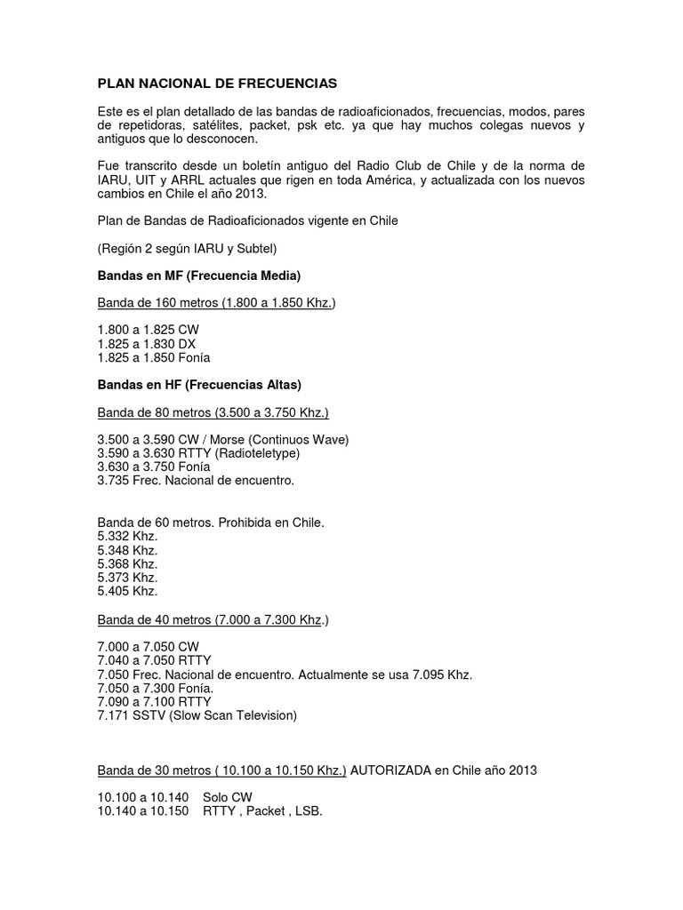 Plan Nacional de Frecuencias 2024 | PDF | Modulación de frecuencia ...