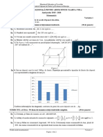 Evaluarea Nationala, Clasa A VIII-a 2020 Matematica