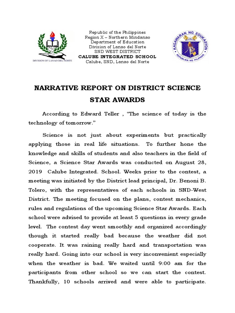 District Science Star Awards Report | PDF | Wellness
