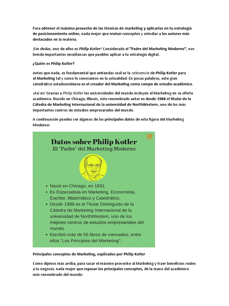 27 Frases Fundamentales de Kotler | PDF | Marketing | Negocios económicos