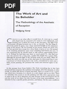 Wolfgang Kemp - The Work of Art and Its Beholder The Methodology of The Aesthetic of Reception