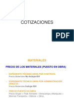 Análisis de costos unitarios para cotizaciones de materiales
