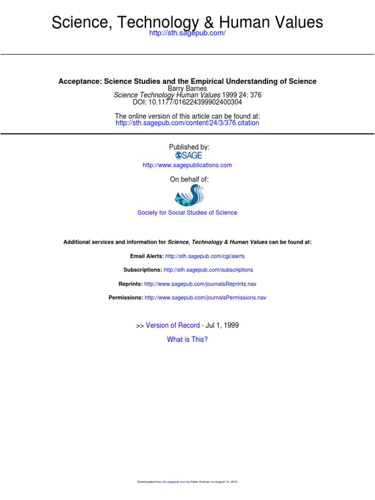 Science Technology Human Values-1999-Barnes-376-83 | PDF | Rationalism ...