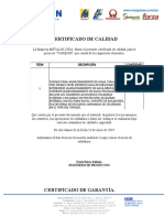 Certificados y Garantias - Tanque - 190m3