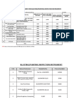 Price Comparison Sheet For Blasting/Painting Inspection Instruments