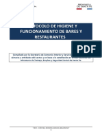 Protocolo Bares y Restaurantes Covid 19 Pcia. Santa Fe