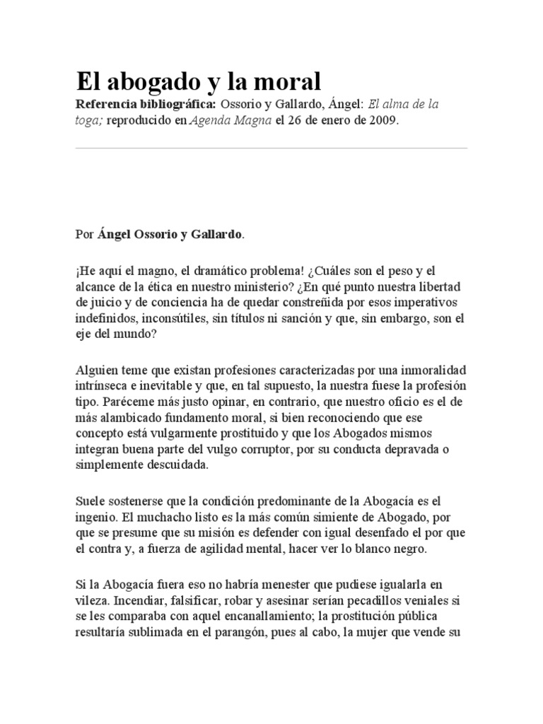 La ética en la abogacía y su moralidad | PDF | Moralidad | Justicia