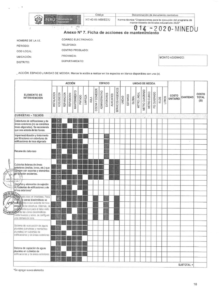 Fichas de Acciones de Mantenimiento PDF