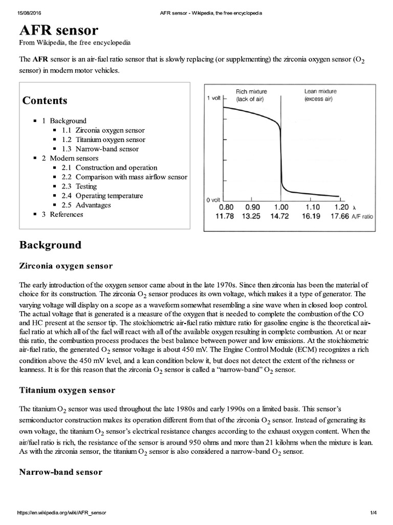 AFR Sensor - Wikipedia, The Free Encyclopedia | PDF