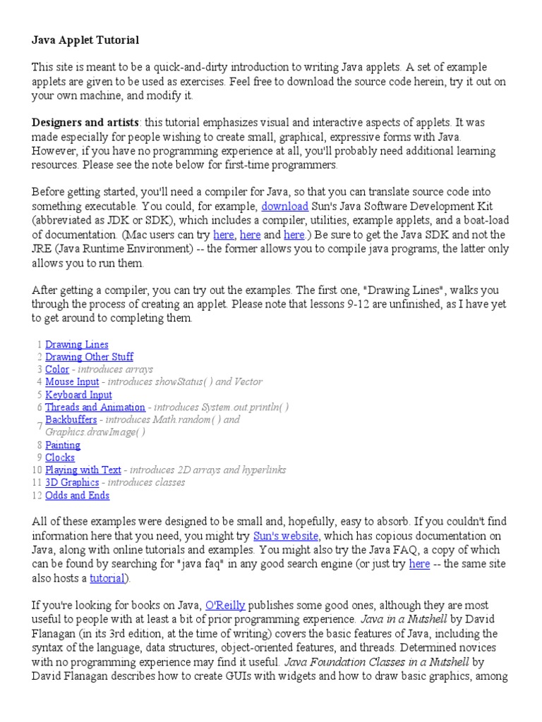 Here Here Here: Java Applet Tutorial | PDF | Java Platform | Java ...