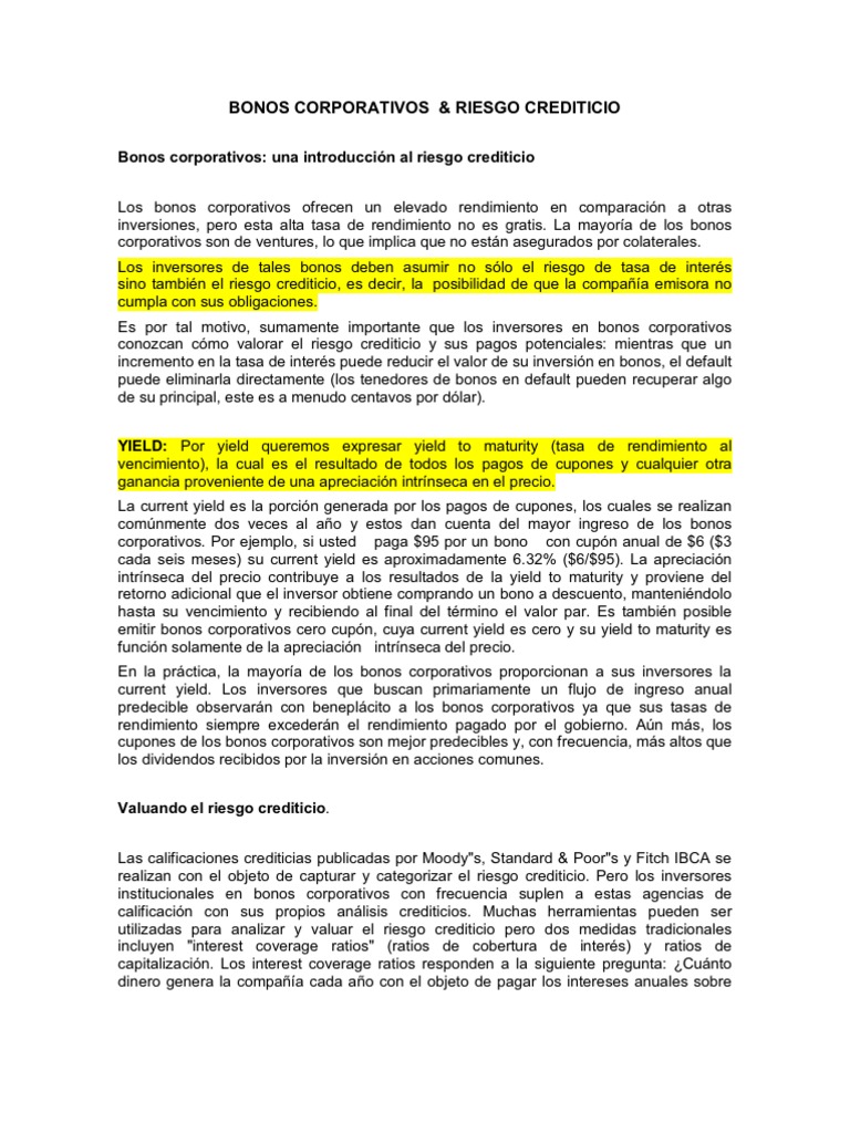 Bonos Corporativos | PDF | Bonos corporativos | Tasas de interés