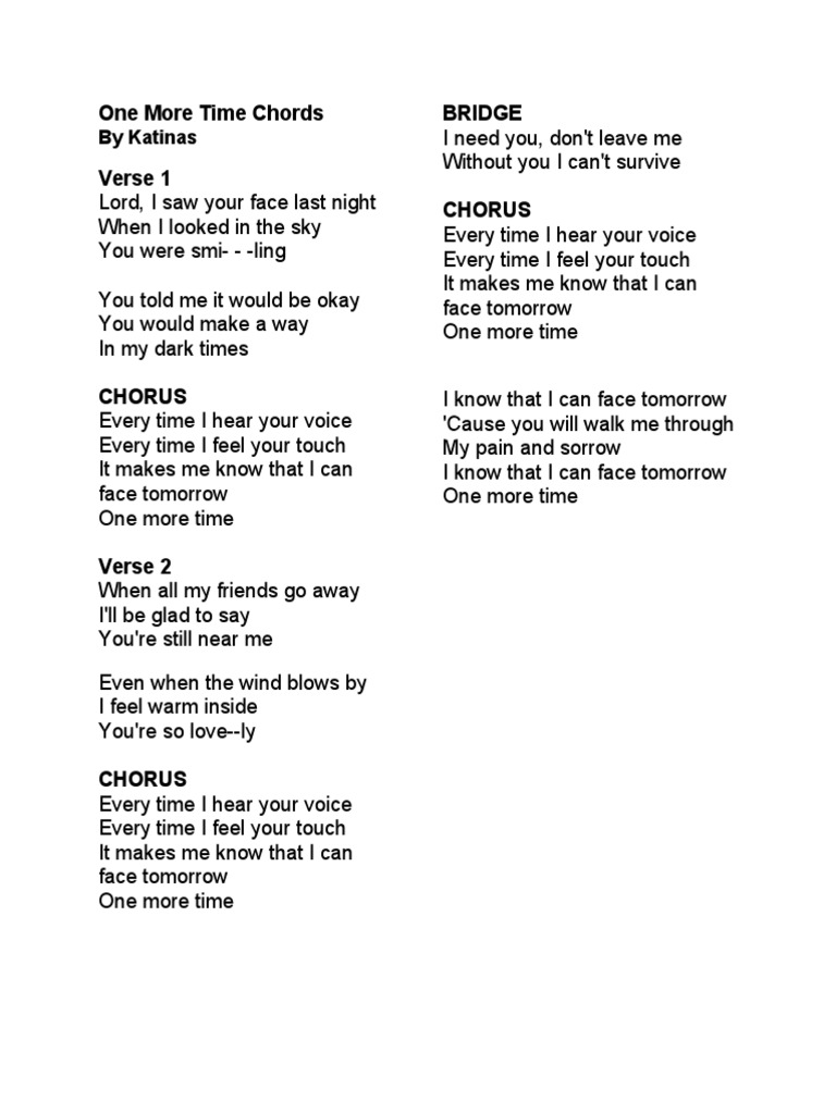 One More Time Chords PDF