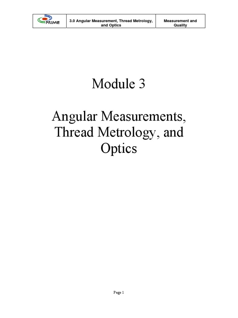 Metrology - Module3-Angular Measurements, Thread Metro Logy, and Optics ...