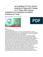 Analisis Kasus Kepailitan PT Citra Televisi Pendidikan Indonesia Di Tinjau Dari Undang