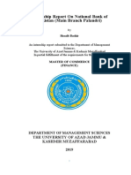 Internship Report On National Bank of Pakistan (Main Branch Palandri)