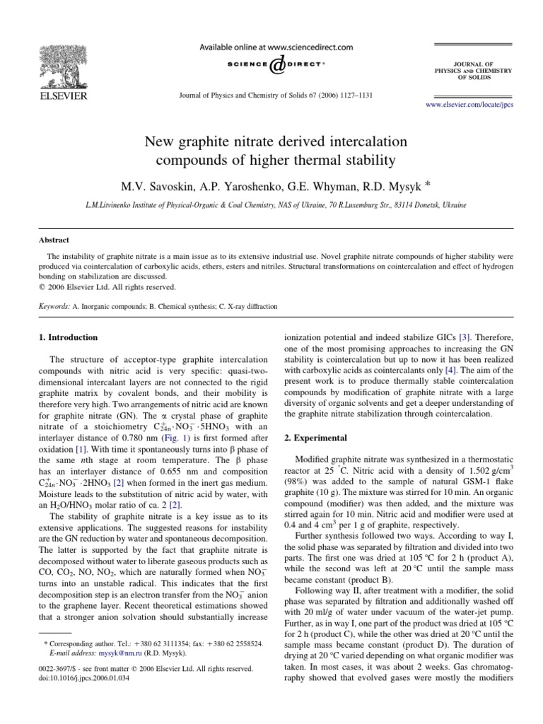 New Graphite Nitrate Derived Intercalation Compounds of Higher Thermal ...