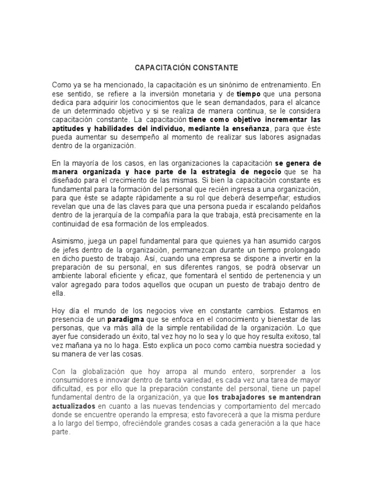 Importancia de la Capacitación Constante | PDF | Economias | Business