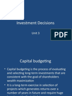Investment Decisions: Unit 3