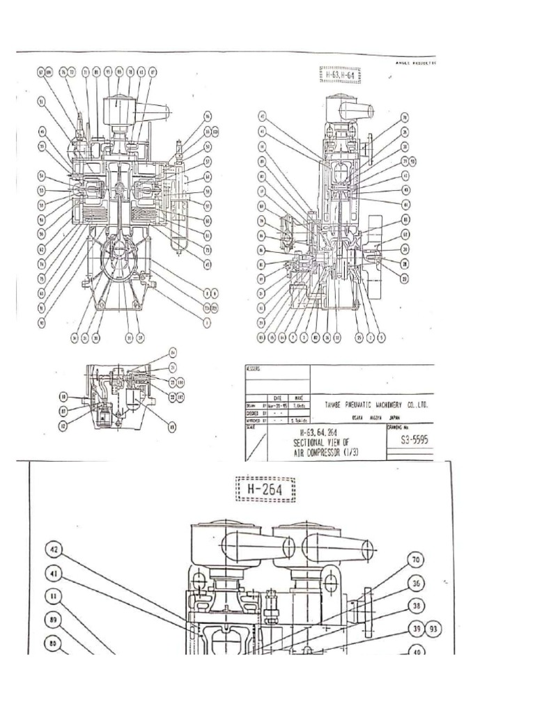 Tanabe Air Compressor Parts Diagram | PDF | Piston | Valve