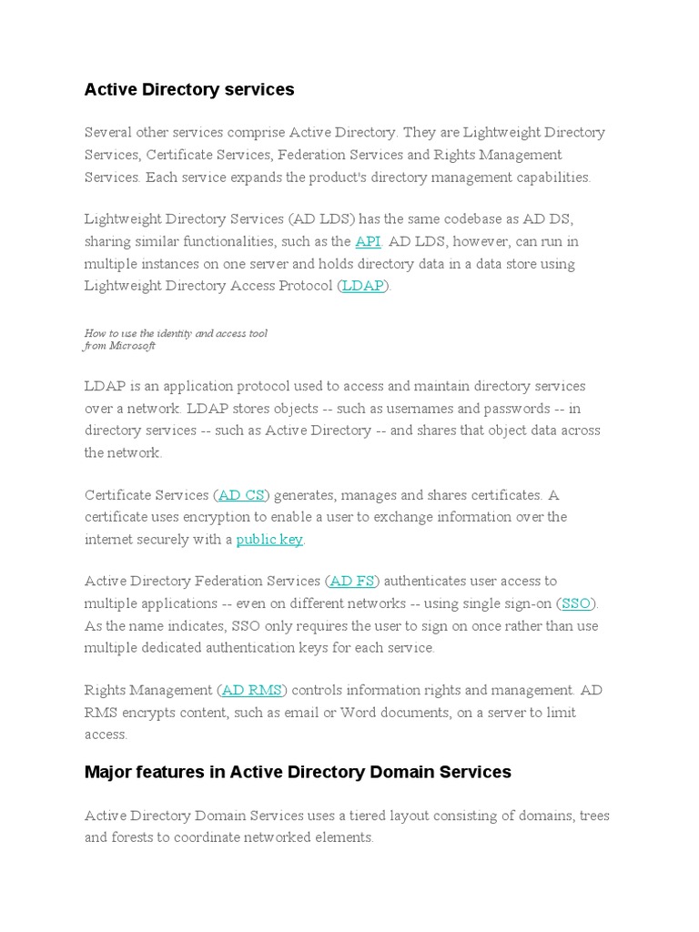 Active Directory Services Overview | PDF | Active Directory | Network ...