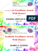 Academic Excellence Award With Honors: Ezekiel Tristan D. Cases