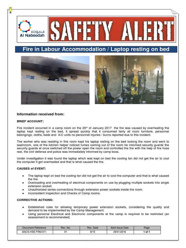Fire Safety Alert: Laptop Incident | PDF | Fire Safety | Laptop