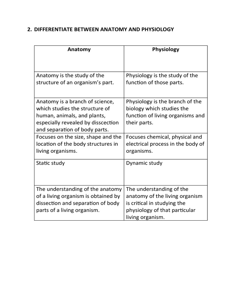 DIFFERENCE BETWEEN ANATOMY AND PHYSIOLOGY PDF visual data 5