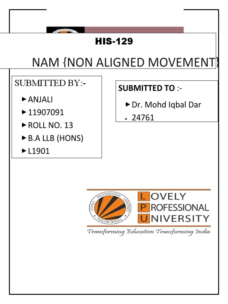 Nam Non Aligned Movement Submitted To Pdf Non Aligned Movement