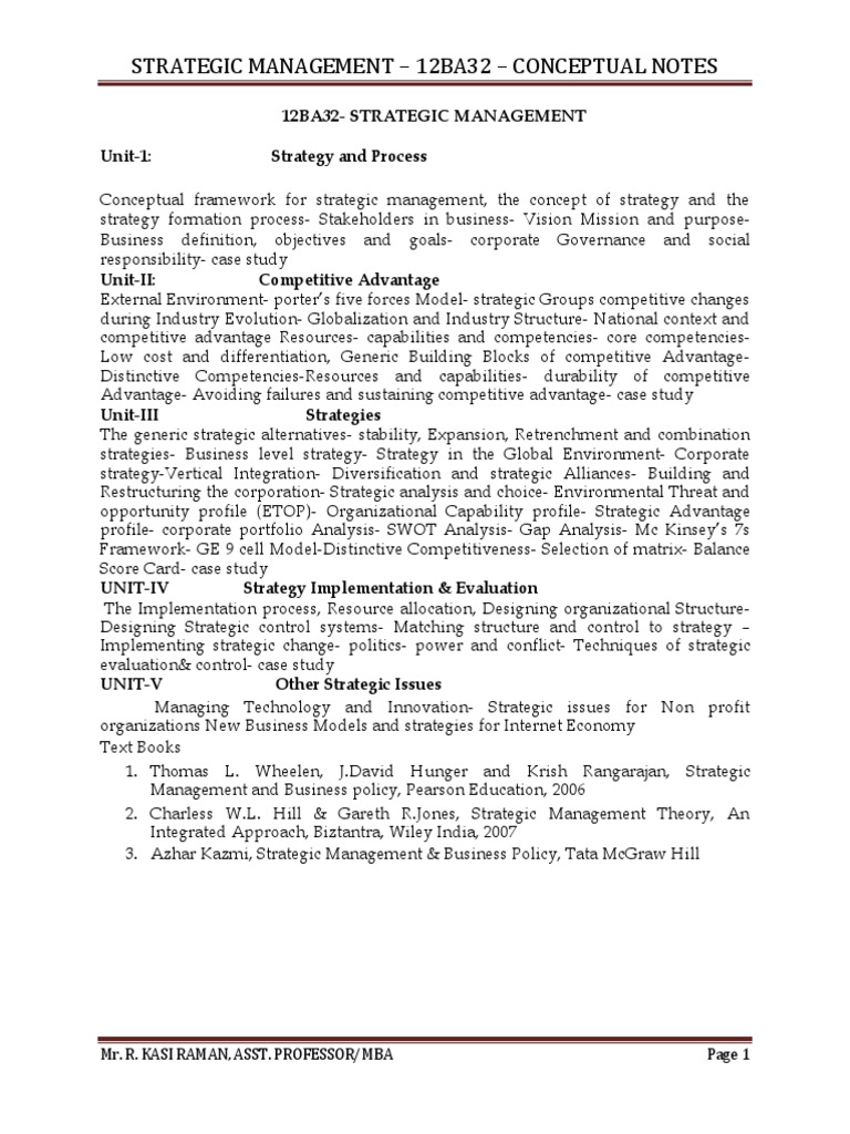 12BA32 - Strategic Management | PDF | Competitive Advantage | Strategic ...