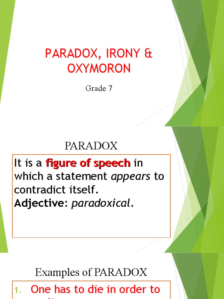 PARADOX, IRONY & OXYMORON Odp PDF