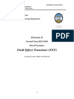 Field Effect Transistor (FET) : Electronic II Second Year, 2015-2016 Part II Lectures