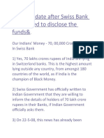 Latest Update After Swiss Bank Has Agreed To Disclose The Funds