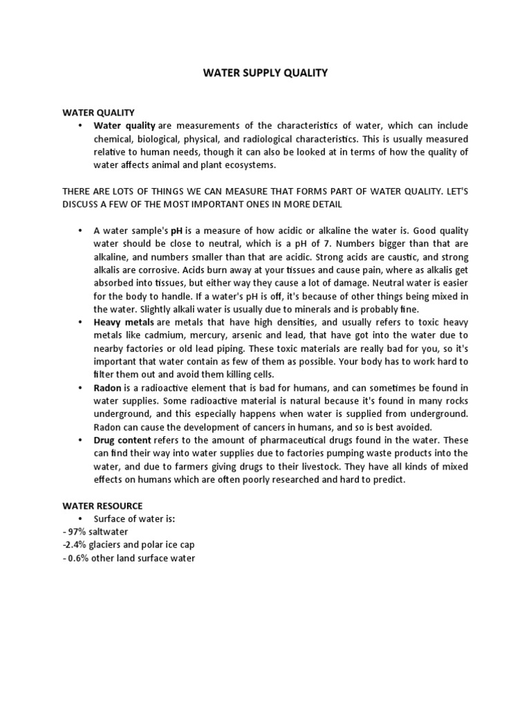 Essential Guide to Water Supply Quality | PDF | Stormwater | Water ...