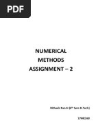 Numerical Methods Assignment - 2: Rithwik Rao H (6 Sem B.Tech)