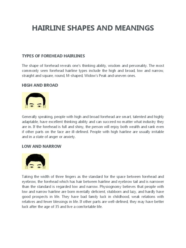 Hairline Shapes and Meanings Types of Forehead Hairlines PDF