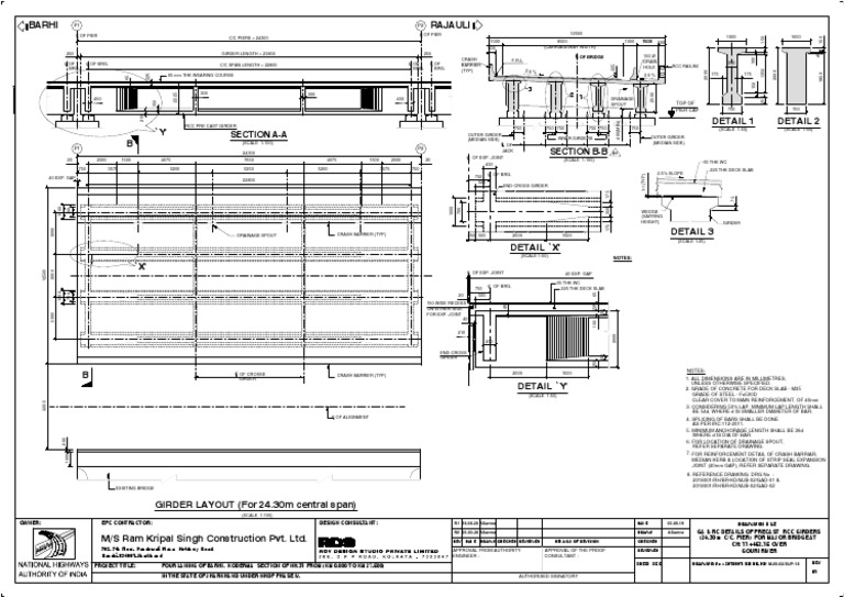RCC Girder Bridge Design Details | PDF | Road Infrastructure | Transport