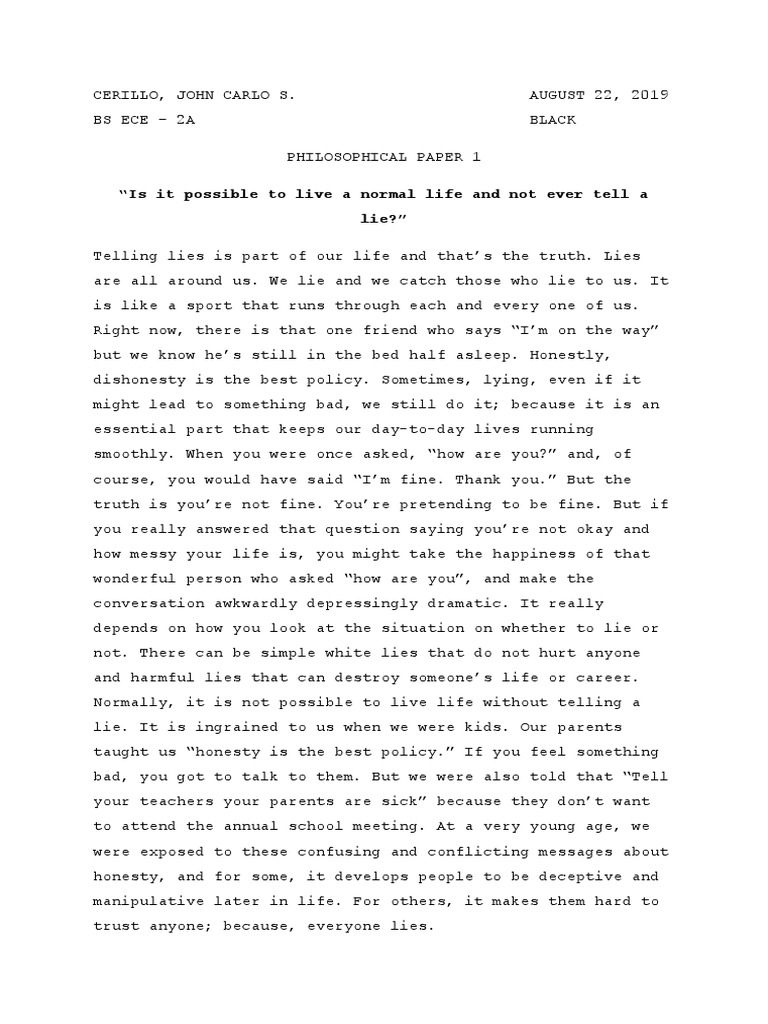 Ethics Philosophical Paper 1 | PDF