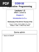 Imperative Programming: Introduction To C++