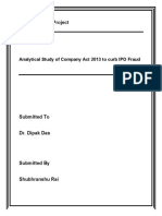 Company Law Project: Analytical Study of Company Act 2013 To Curb IPO Fraud