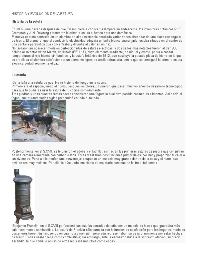 Historia y Evolución de La Estufa | PDF | Estufa de cocina | Horno