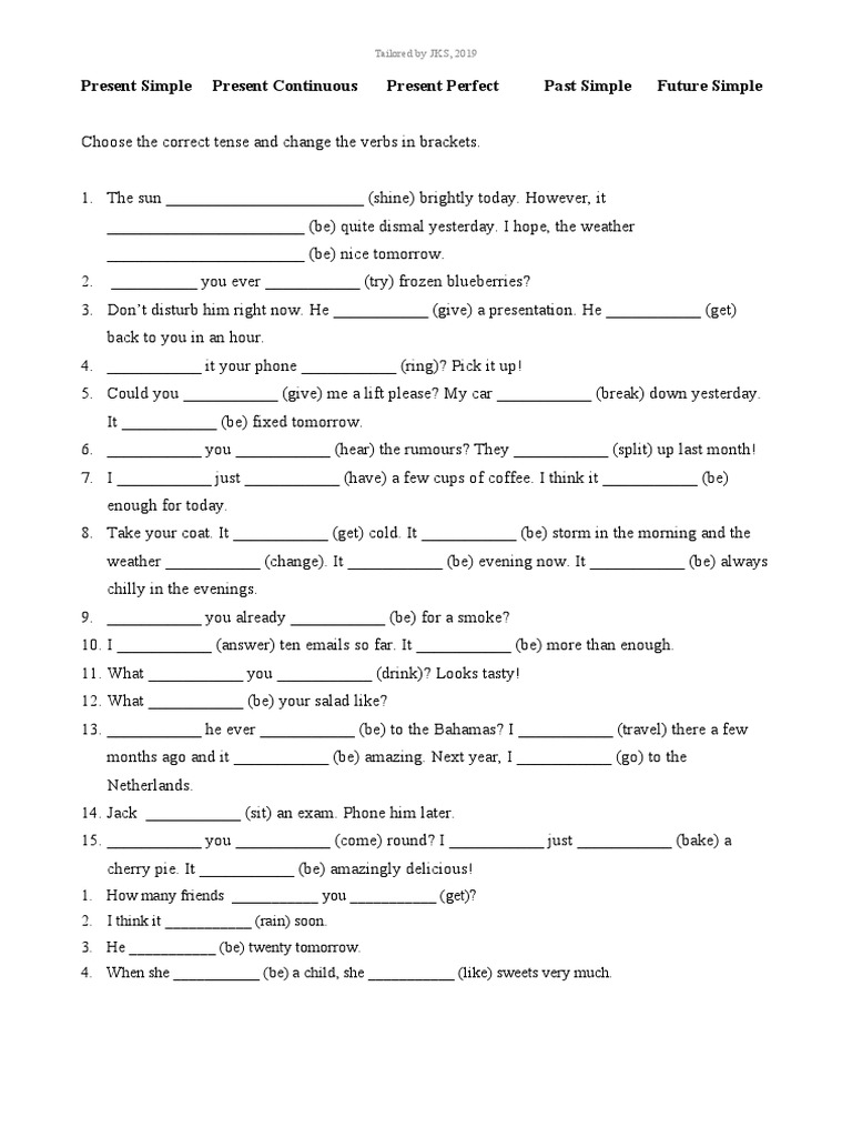 Present Perfect Simple Vs Present Perfect Continuous ćwiczenia